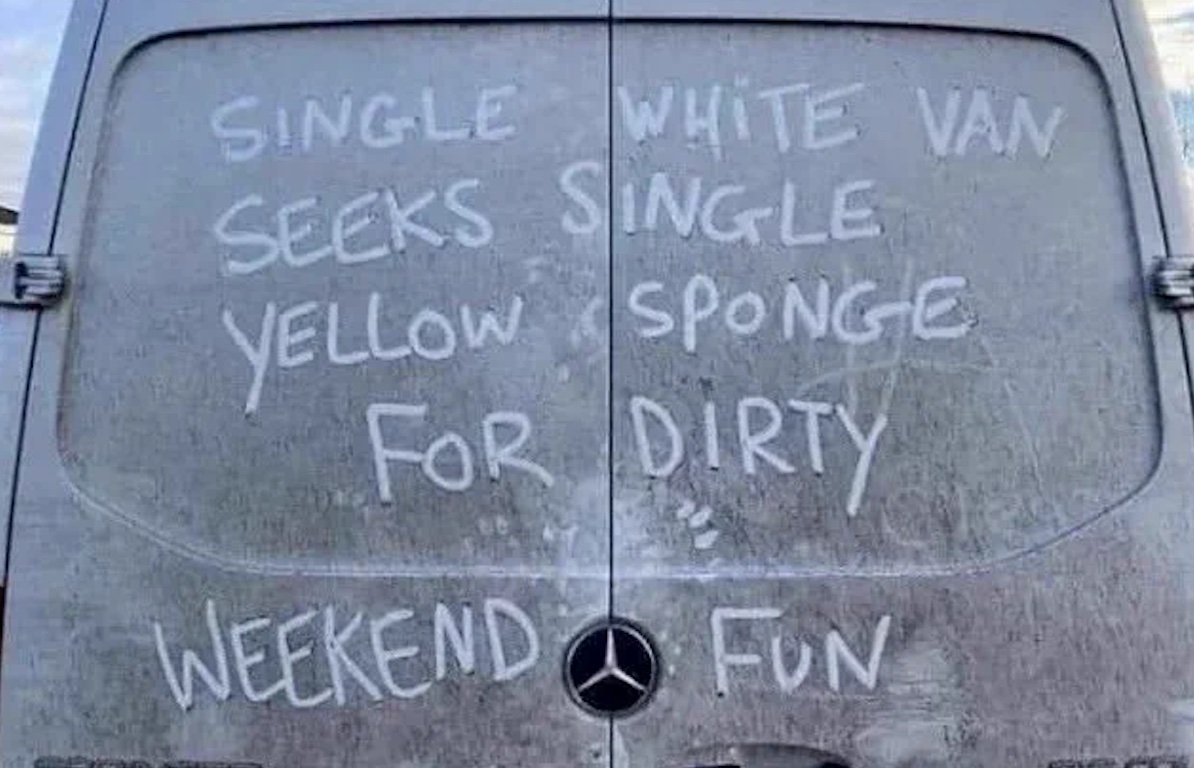 Dirty van graffiti could lead to a charge of criminal damage