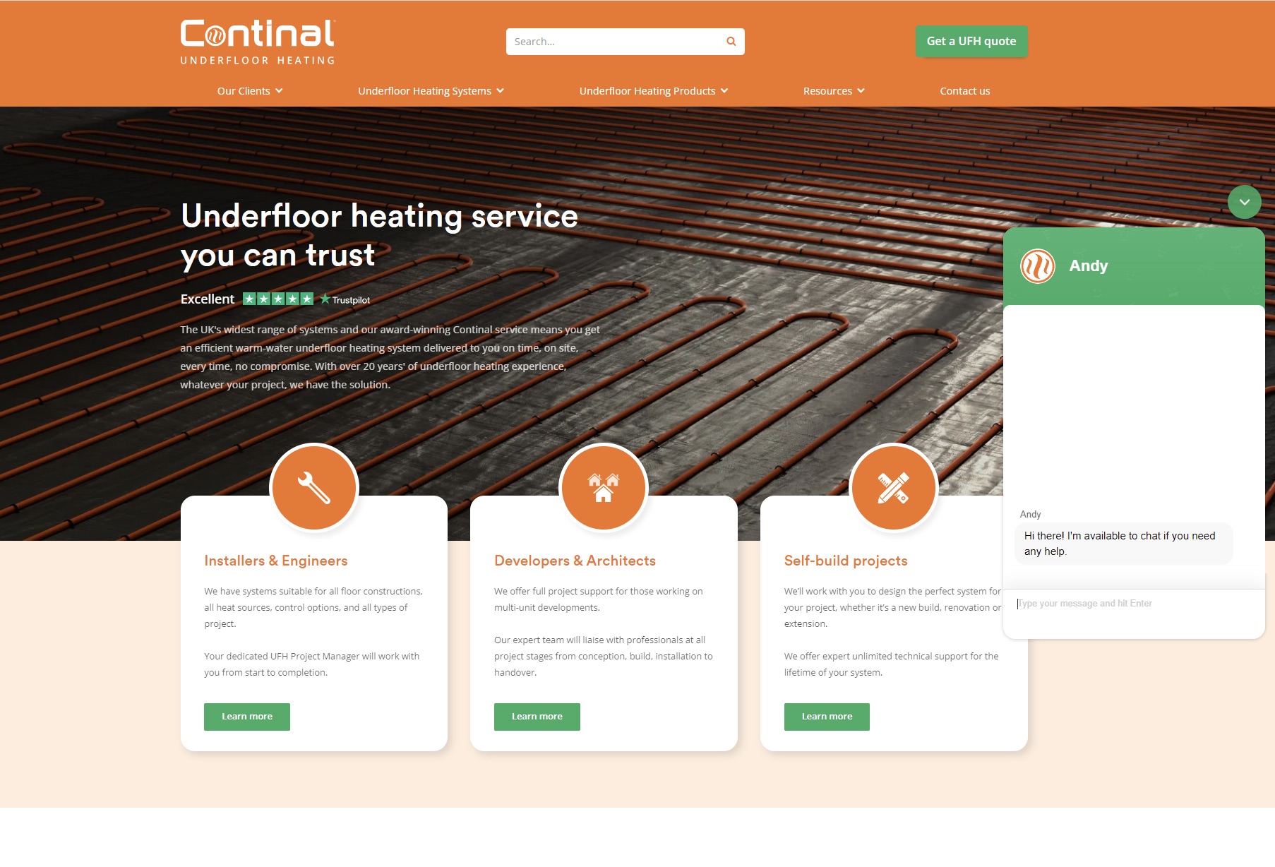 Quick access to underfloor heating advice