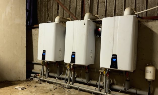 Hot water on the cow farm
