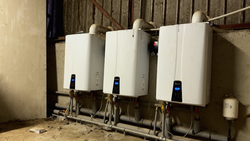 Hot water on the cow farm