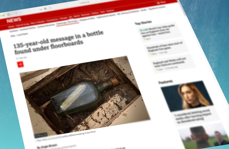 Message in a bottle connects plumber to past