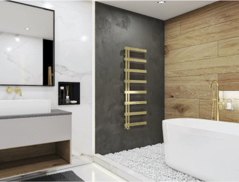 Towel rail with more metallic finishes