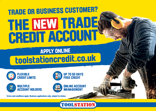 Trade credit accounts now available at Toolstation